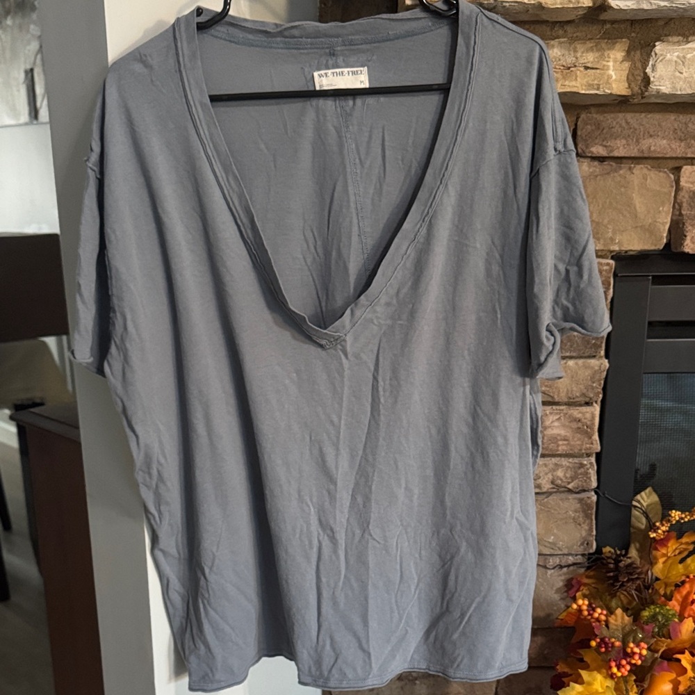 We The Free Gray V-Neck T-Shirt